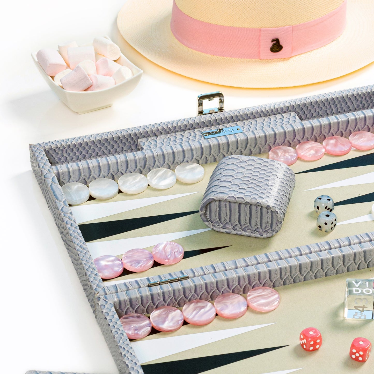 Backgammon Gris & Rose Serpent - Medium