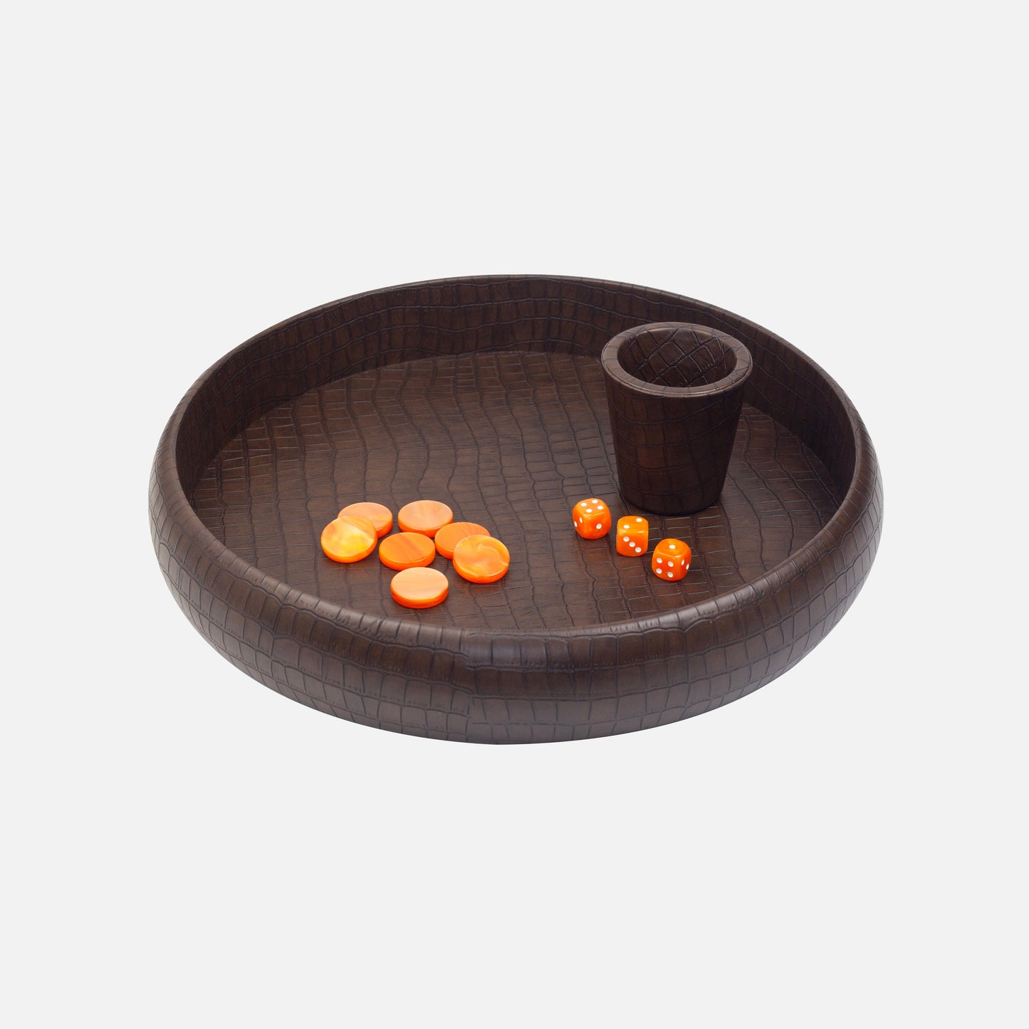 Piste de Dés Crocodile Marron Foncé