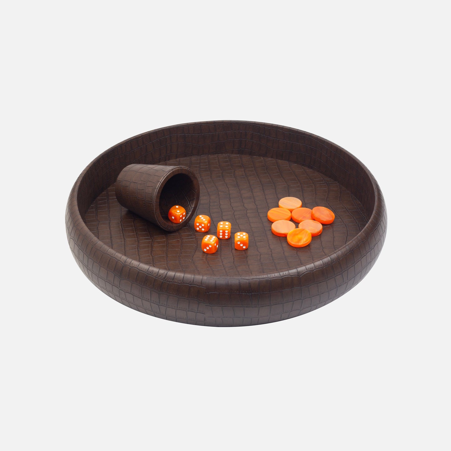 Piste de Dés Crocodile Marron Foncé