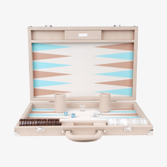 Tournament Backgammon Set Sand Beige Lizard By VIDO