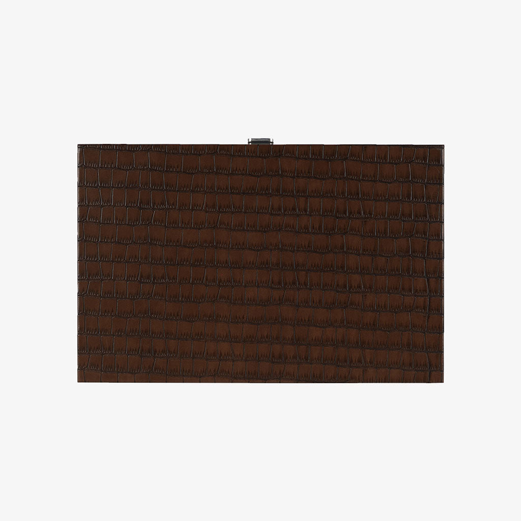 Backgammon Crocodile Marron Patiné - Medium