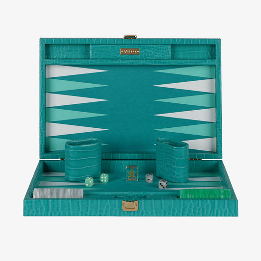 Backgammon Alligator Vert Sarcelle - Medium