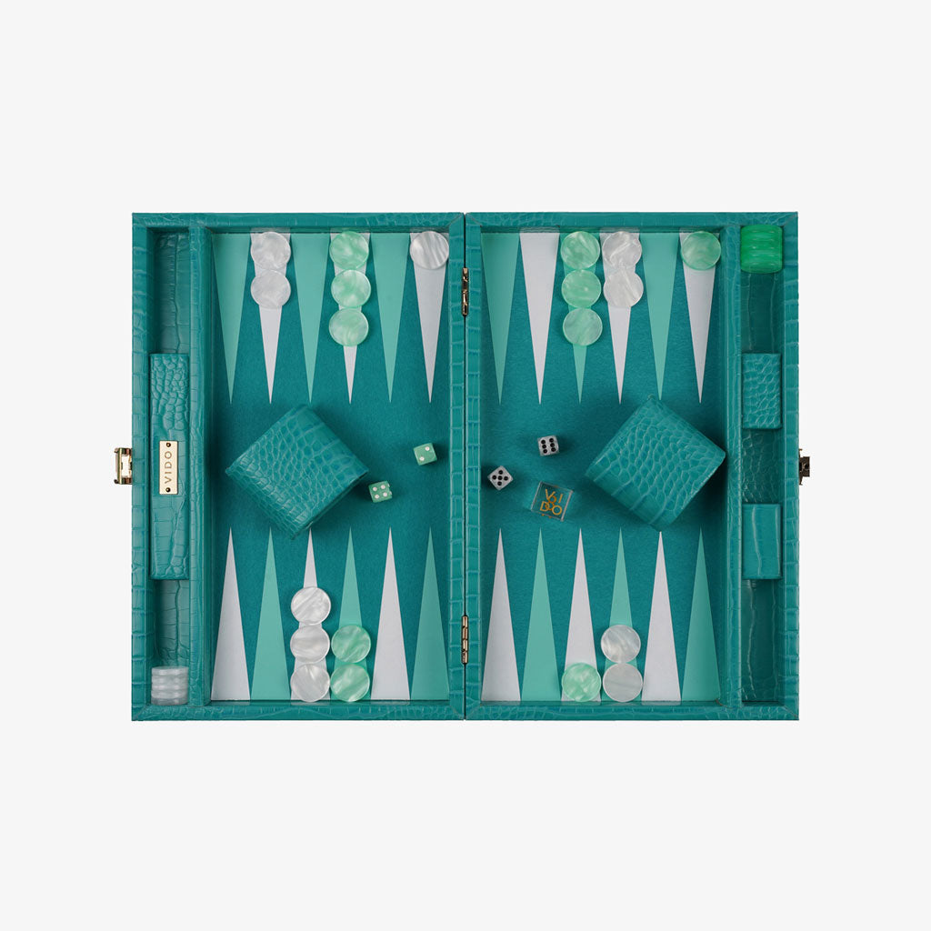 Backgammon Alligator Vert Sarcelle - Medium