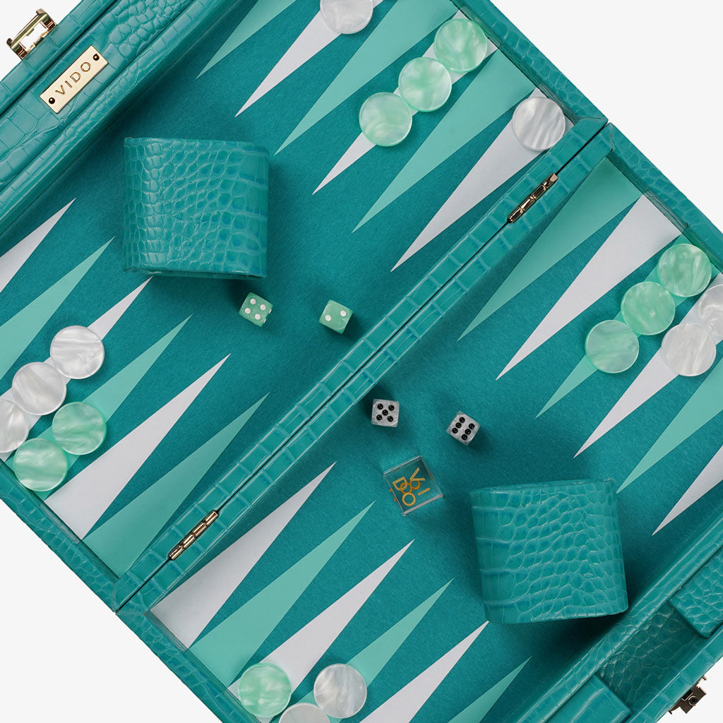 Backgammon Alligator Vert Sarcelle - Medium