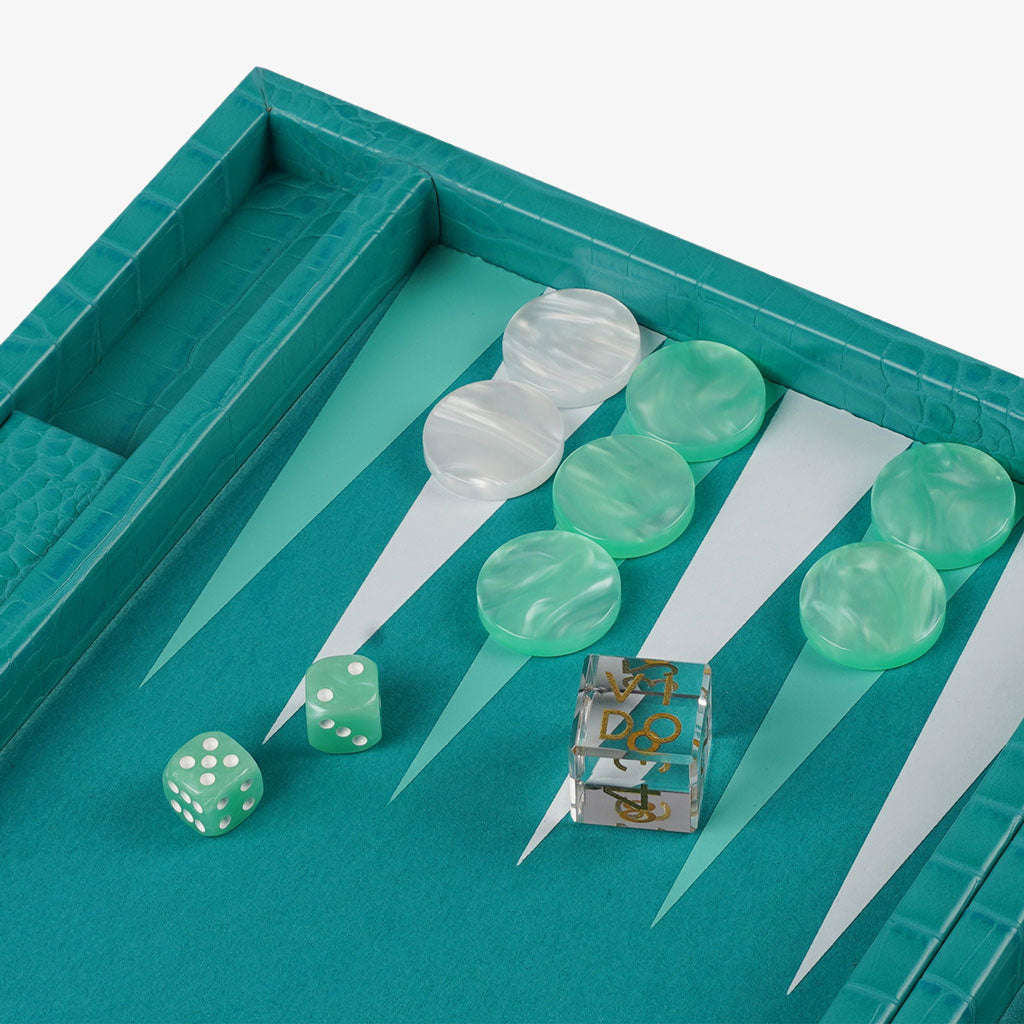 Backgammon Alligator Vert Sarcelle - Medium