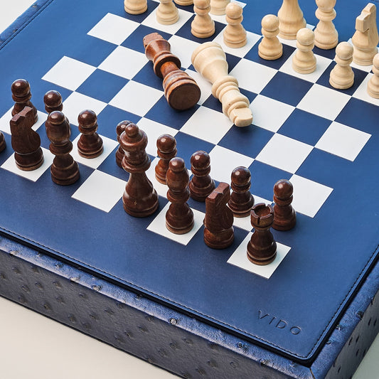 Jeu d'Échecs Autruche Bleu Marine