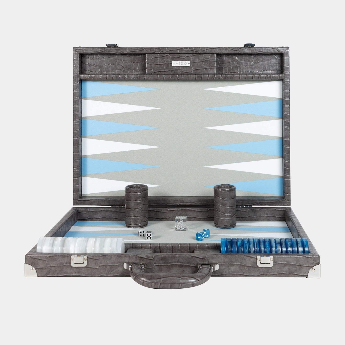 Backgammon Gris Anthracite Alligator Large