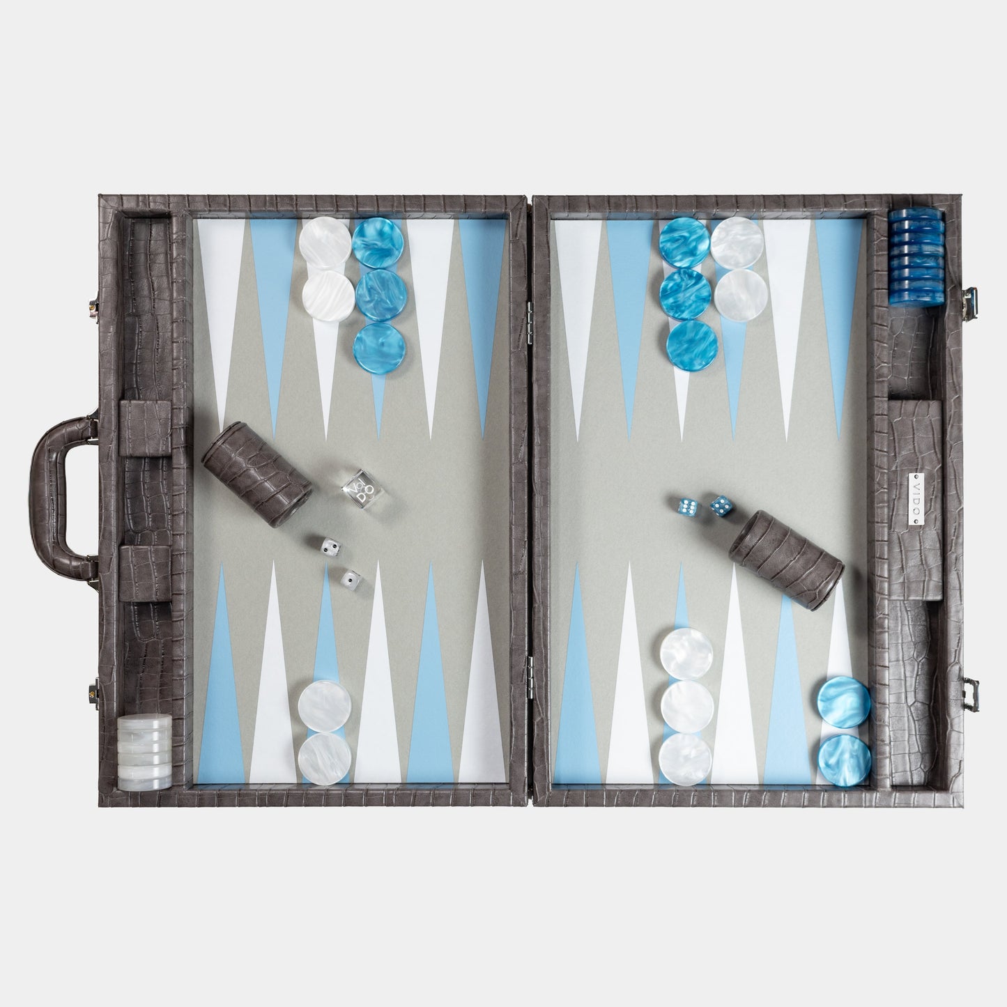 Backgammon Gris Anthracite Alligator Large