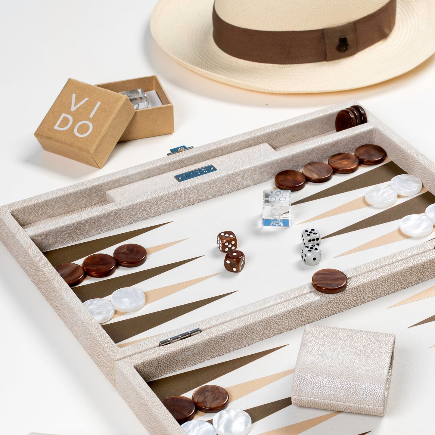 Backgammon Beige Galuchat Medium