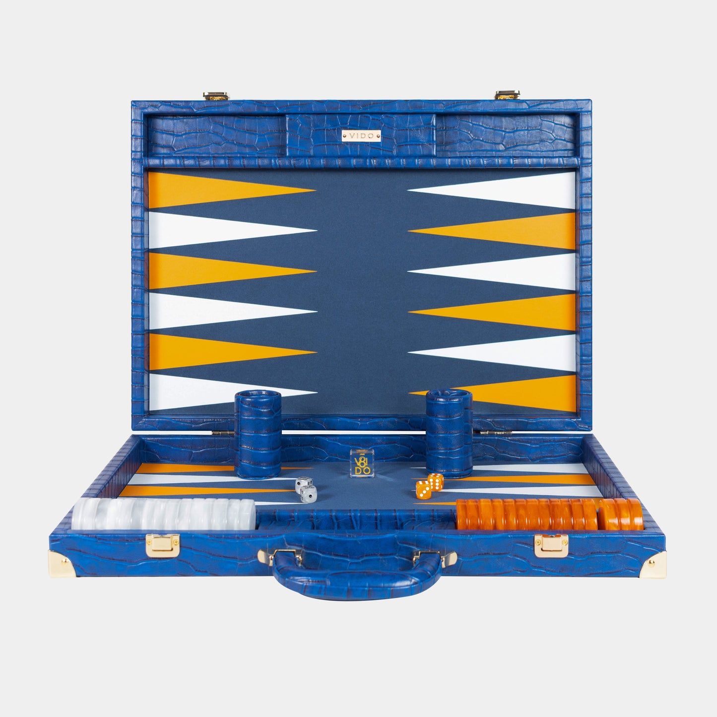 Backgammon Bleu Marine Alligator Large