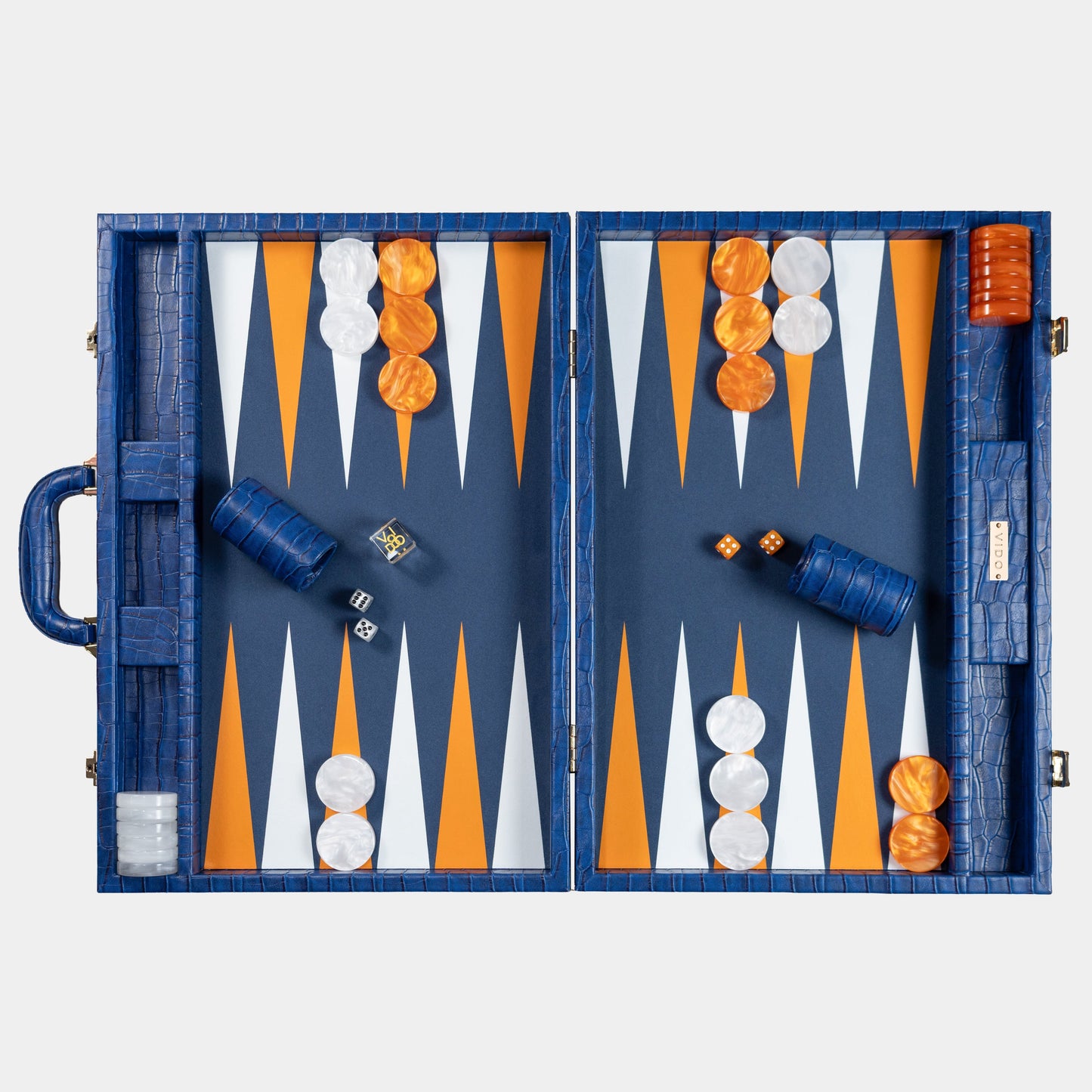 Backgammon Bleu Marine Alligator Large
