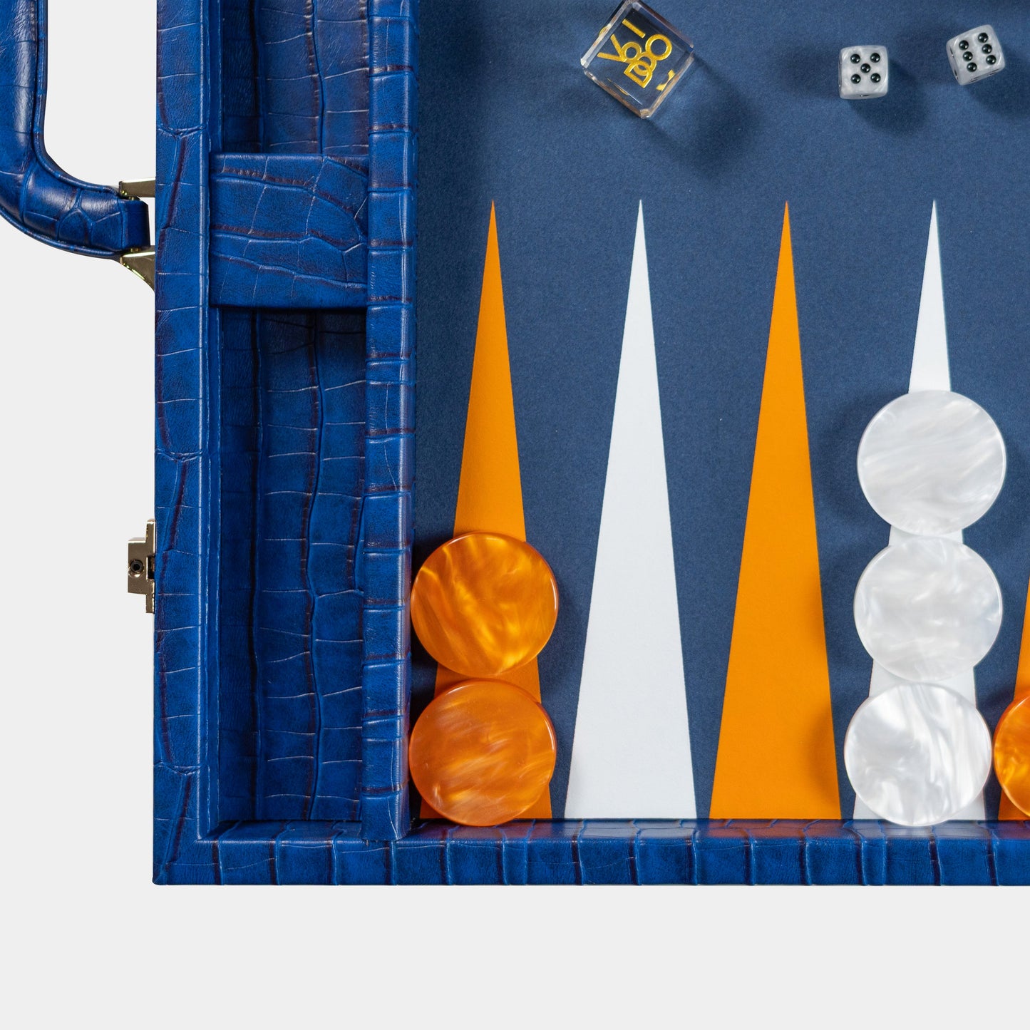 Backgammon Bleu Marine Alligator Large