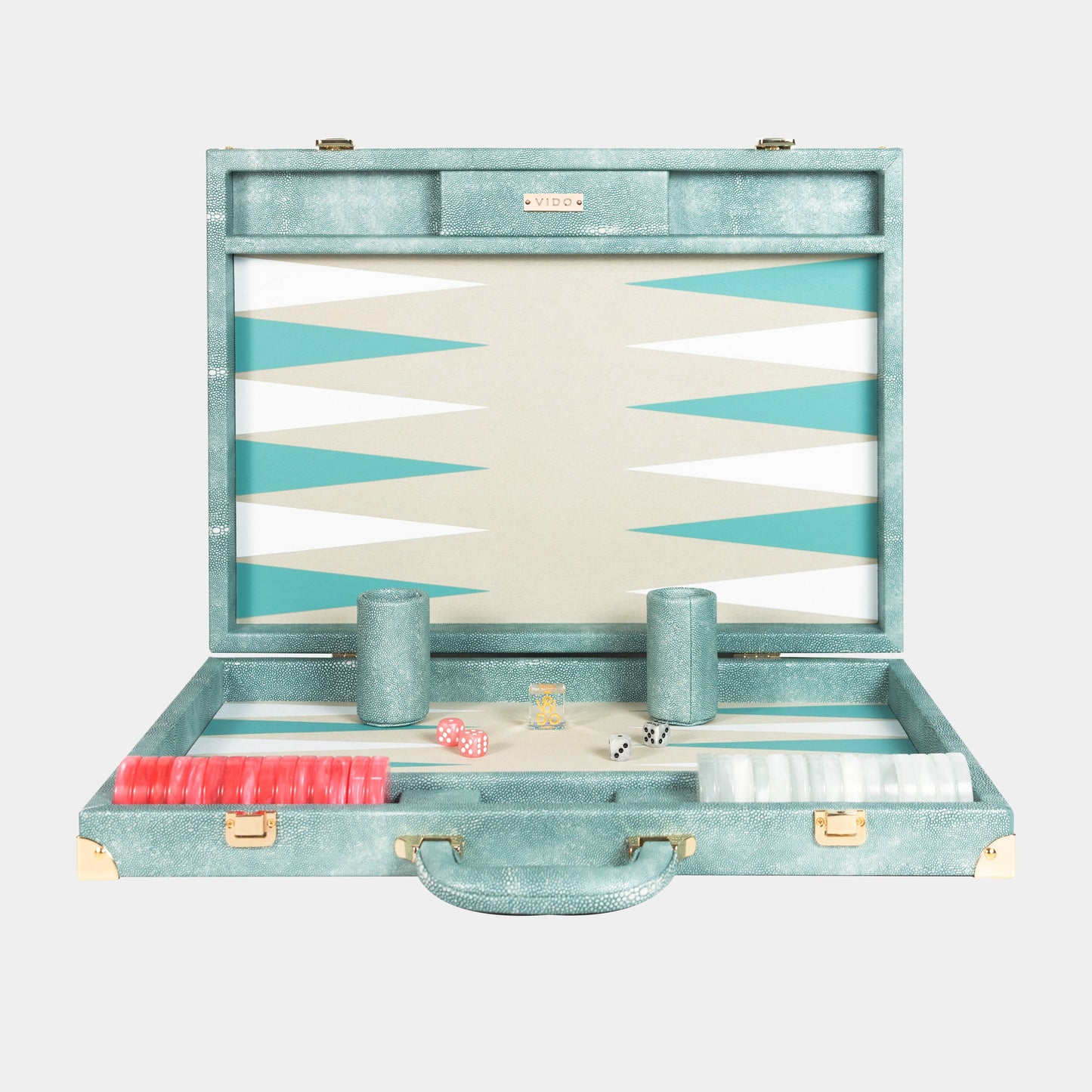 Backgammon Vert Océan Galuchat Large