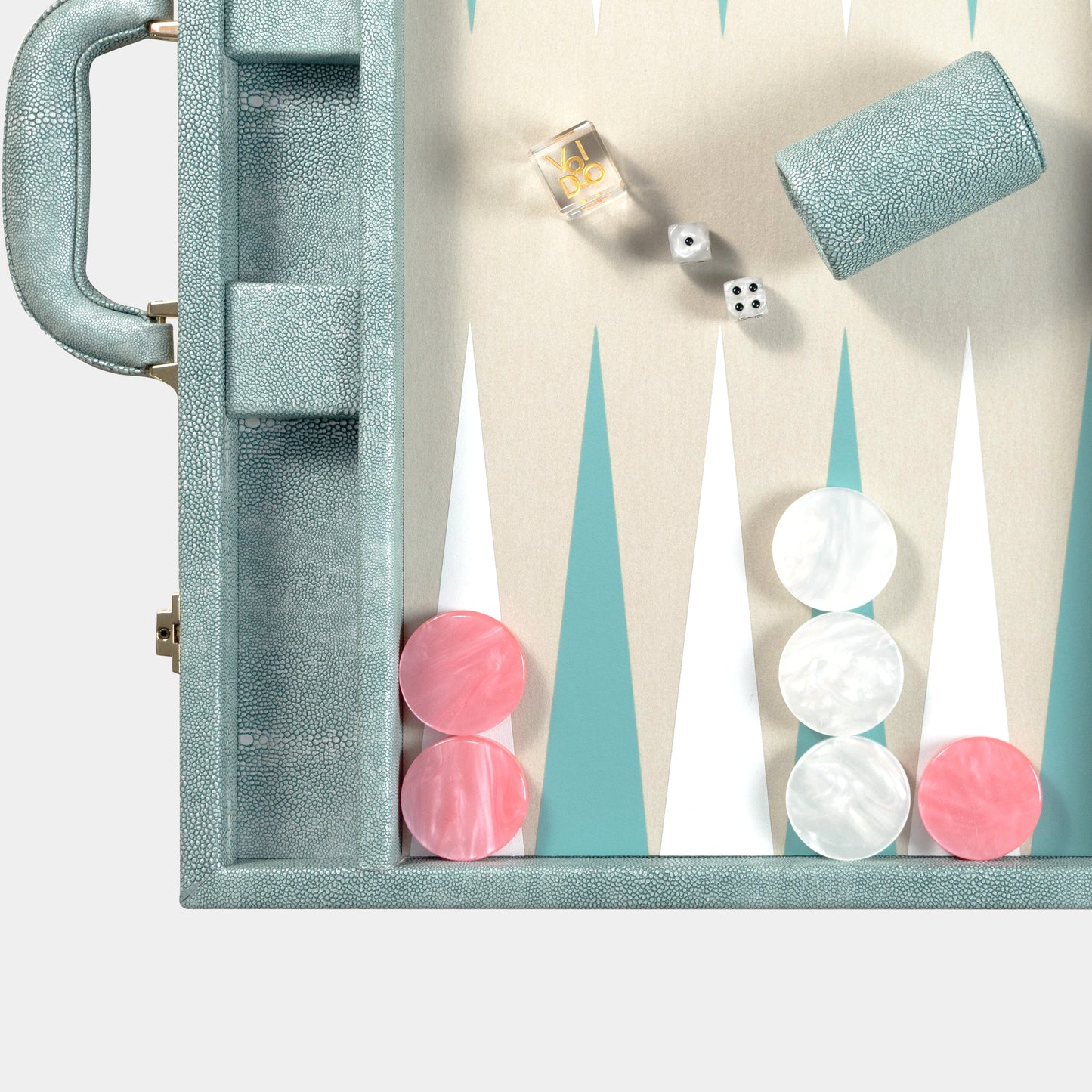 Backgammon Vert Océan Galuchat Large