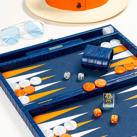 Backgammon Bleu Marine Alligator Medium