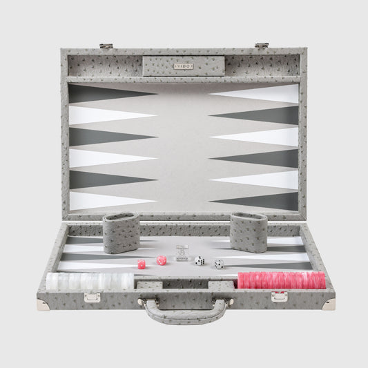 Backgammon Autruche Gris - Large - VIDO France