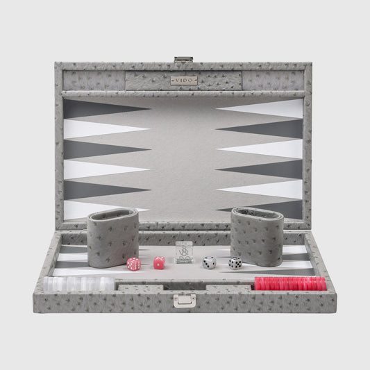 Backgammon Autruche Gris - Medium - VIDO France