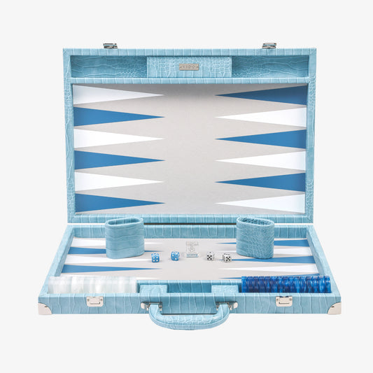 Backgammon Alligator Bleu - Large