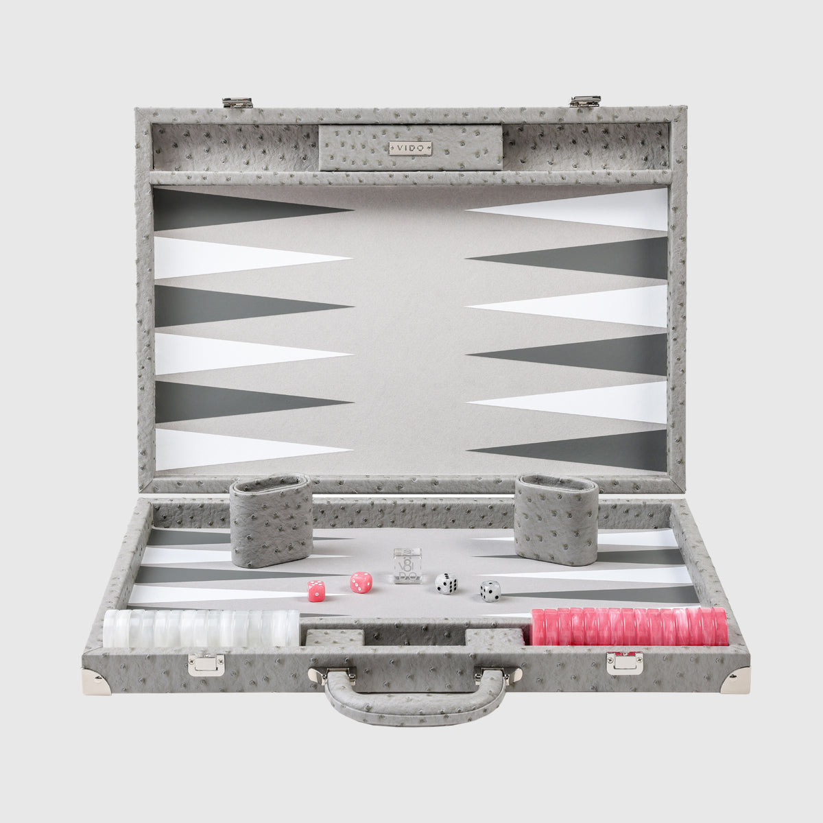 Backgammon Autruche Gris - Large