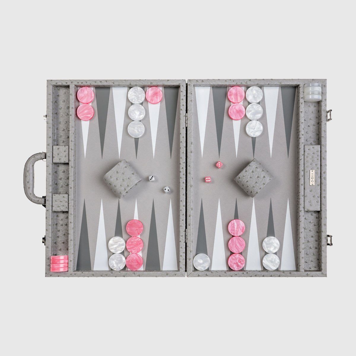 Backgammon Autruche Gris - Large