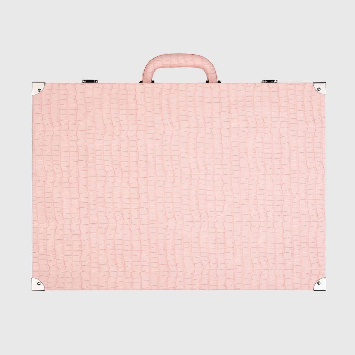 Grand Backgammon Rose 51cm en cuir vegan crocodile avec pions de 44mm