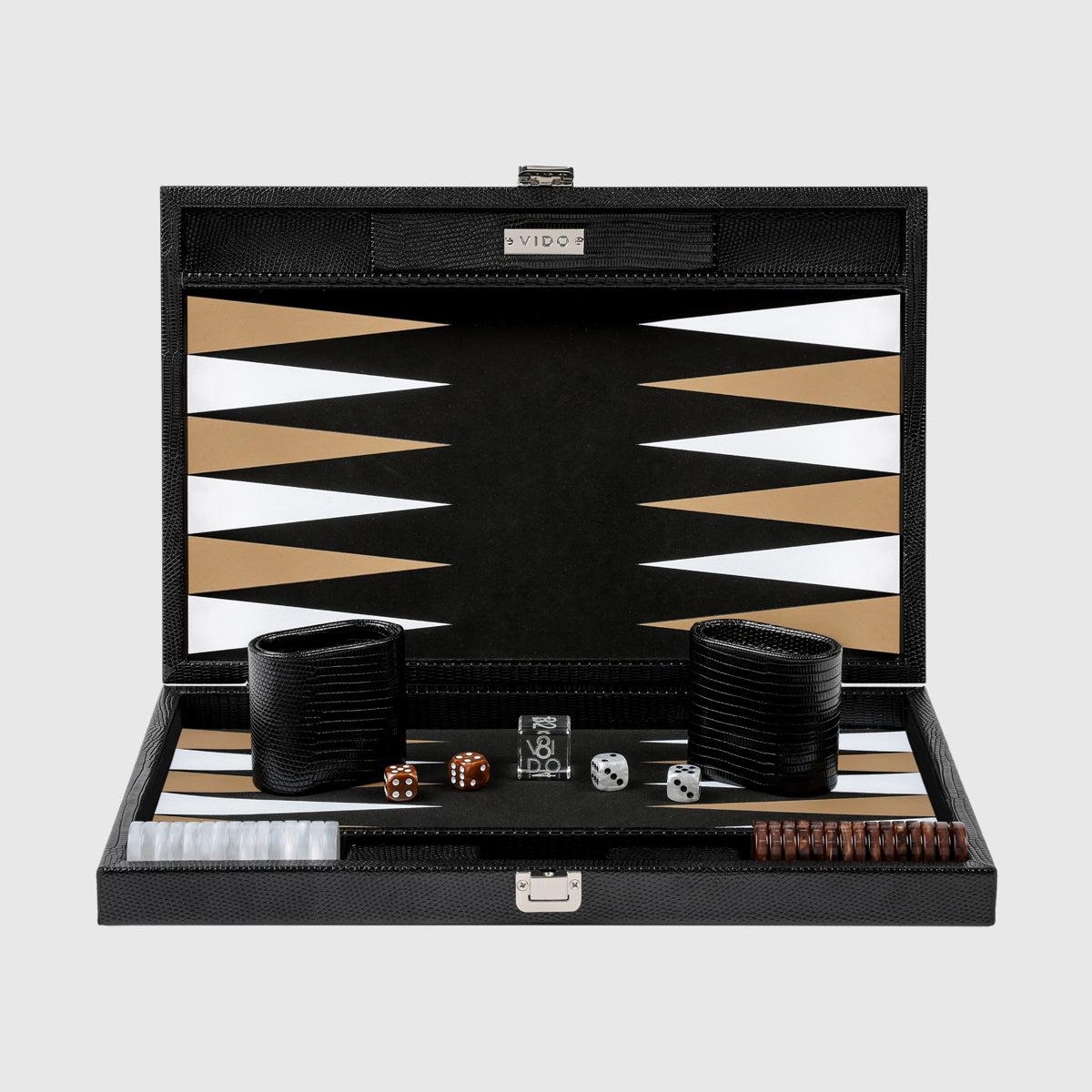 Backgammon Lézard Noir de Jais - Medium