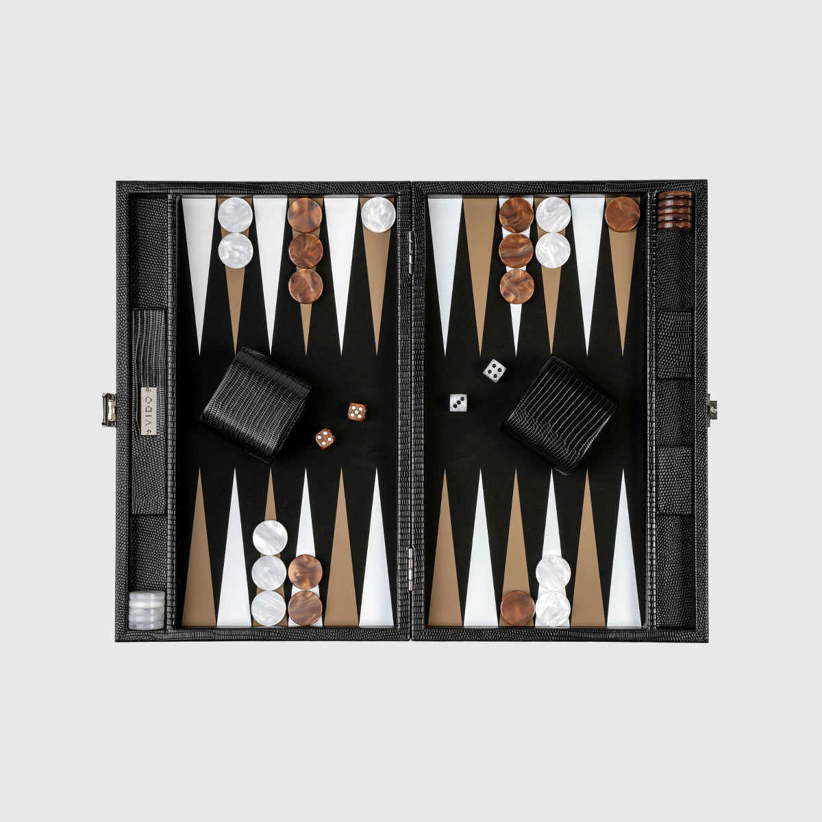 Backgammon Lézard Noir de Jais - Medium
