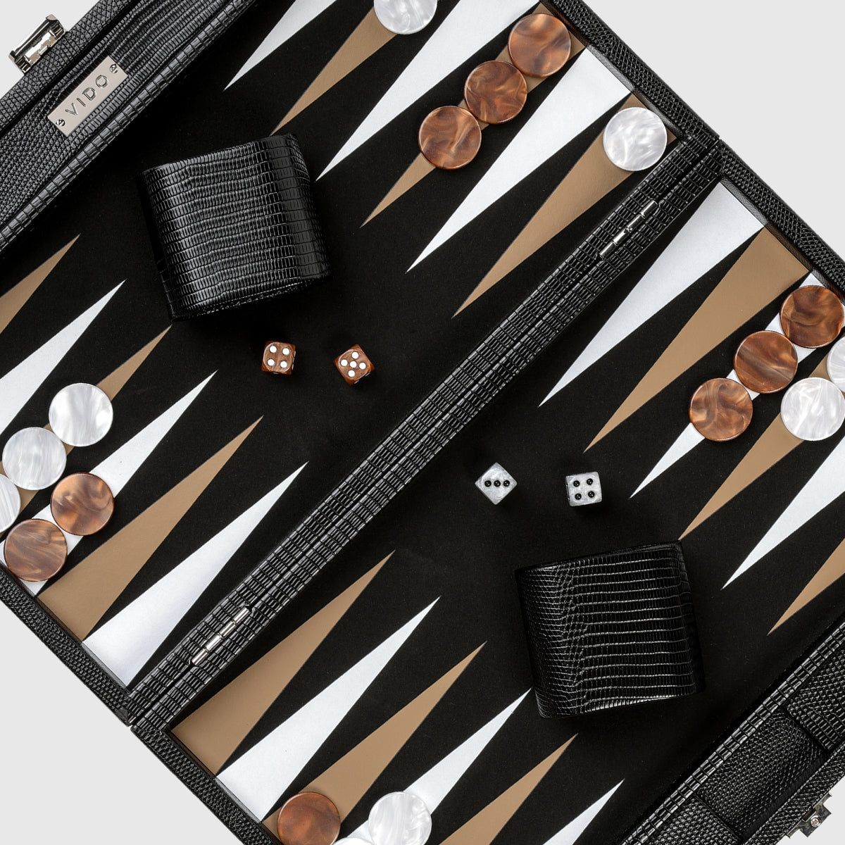 Backgammon Lézard Noir de Jais - Medium