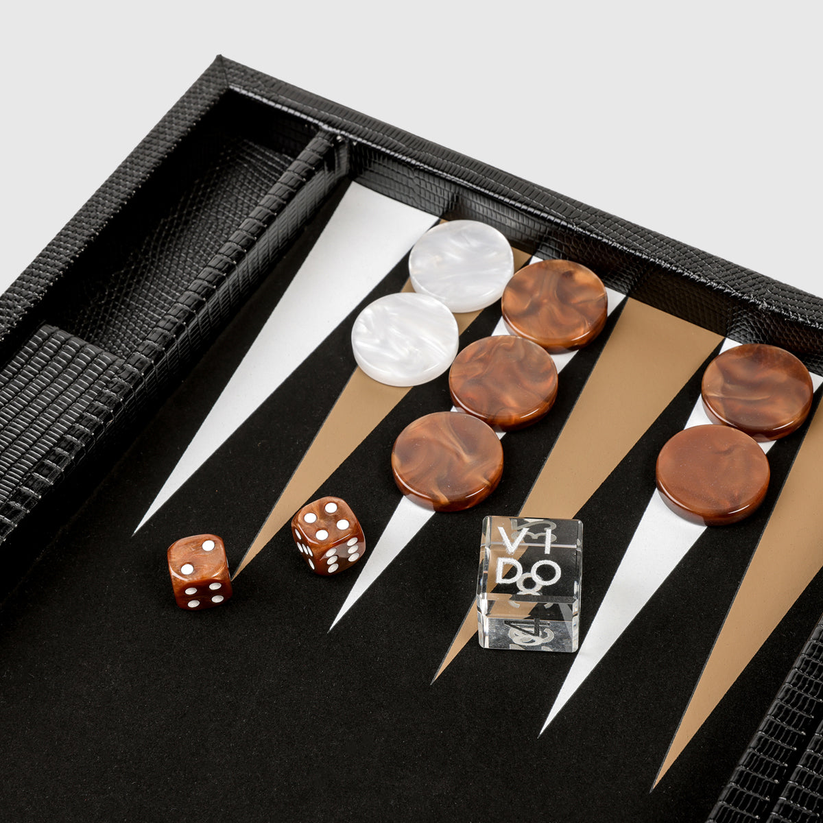 Backgammon Lézard Noir de Jais - Medium