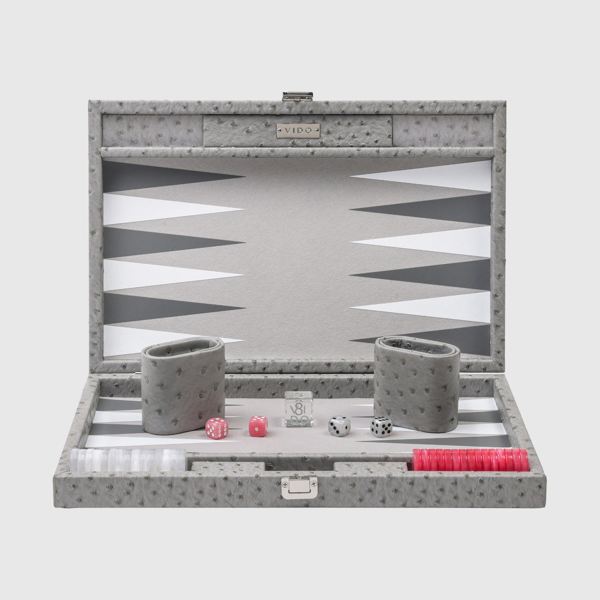 Backgammon Autruche Gris - Medium