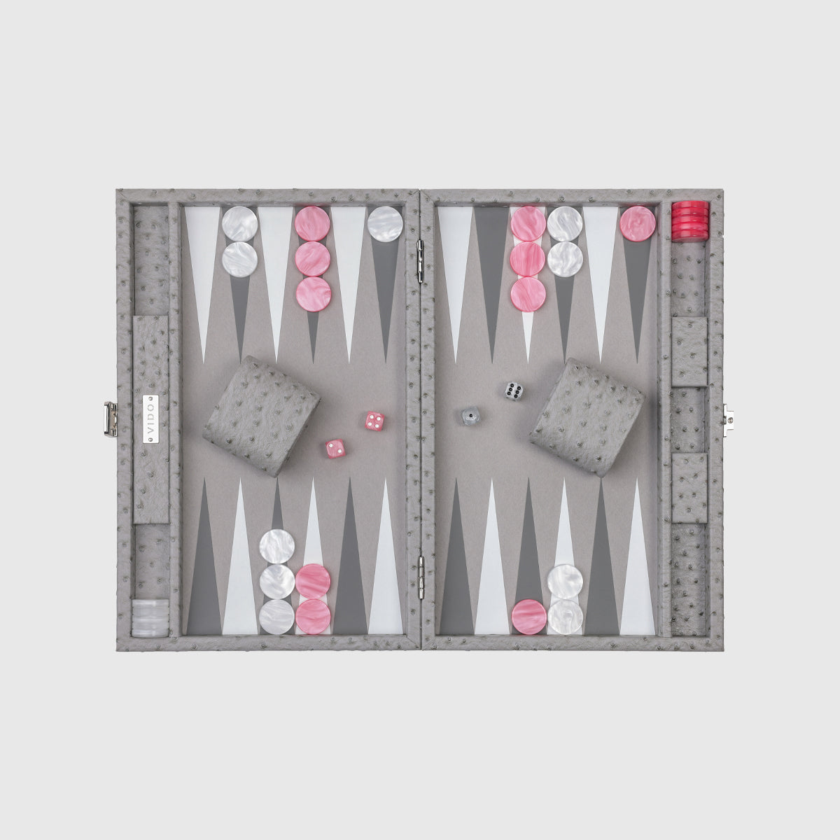 Backgammon Autruche Gris - Medium