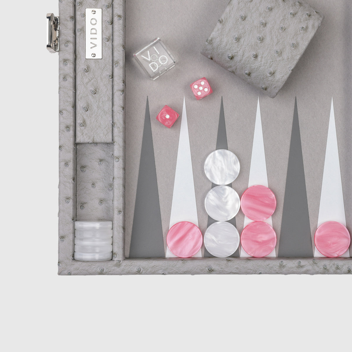 Backgammon Autruche Gris - Medium