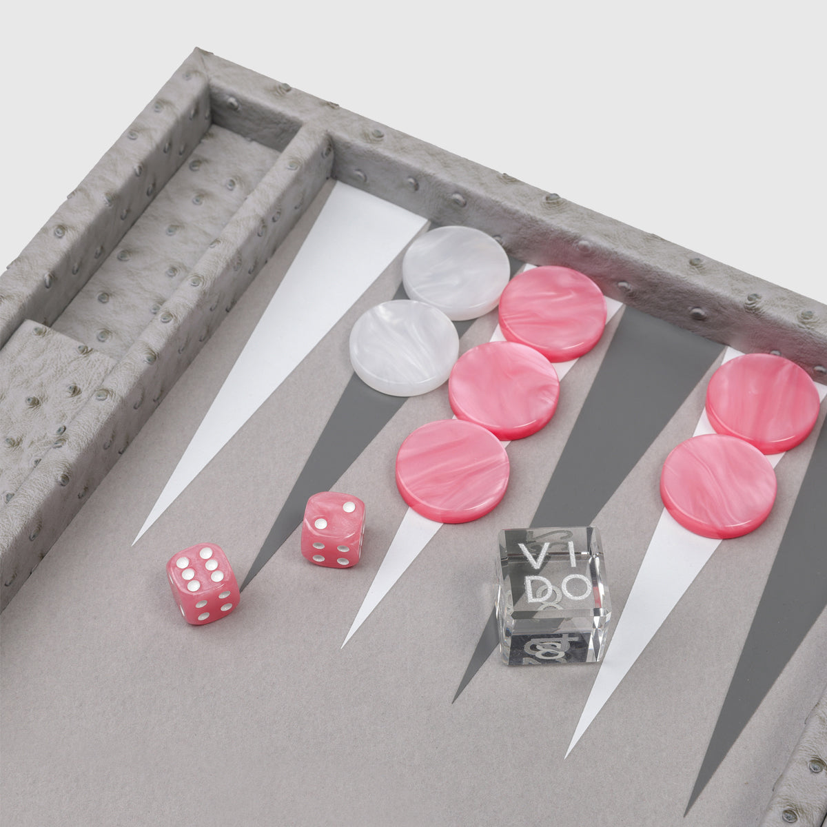 Backgammon Autruche Gris - Medium